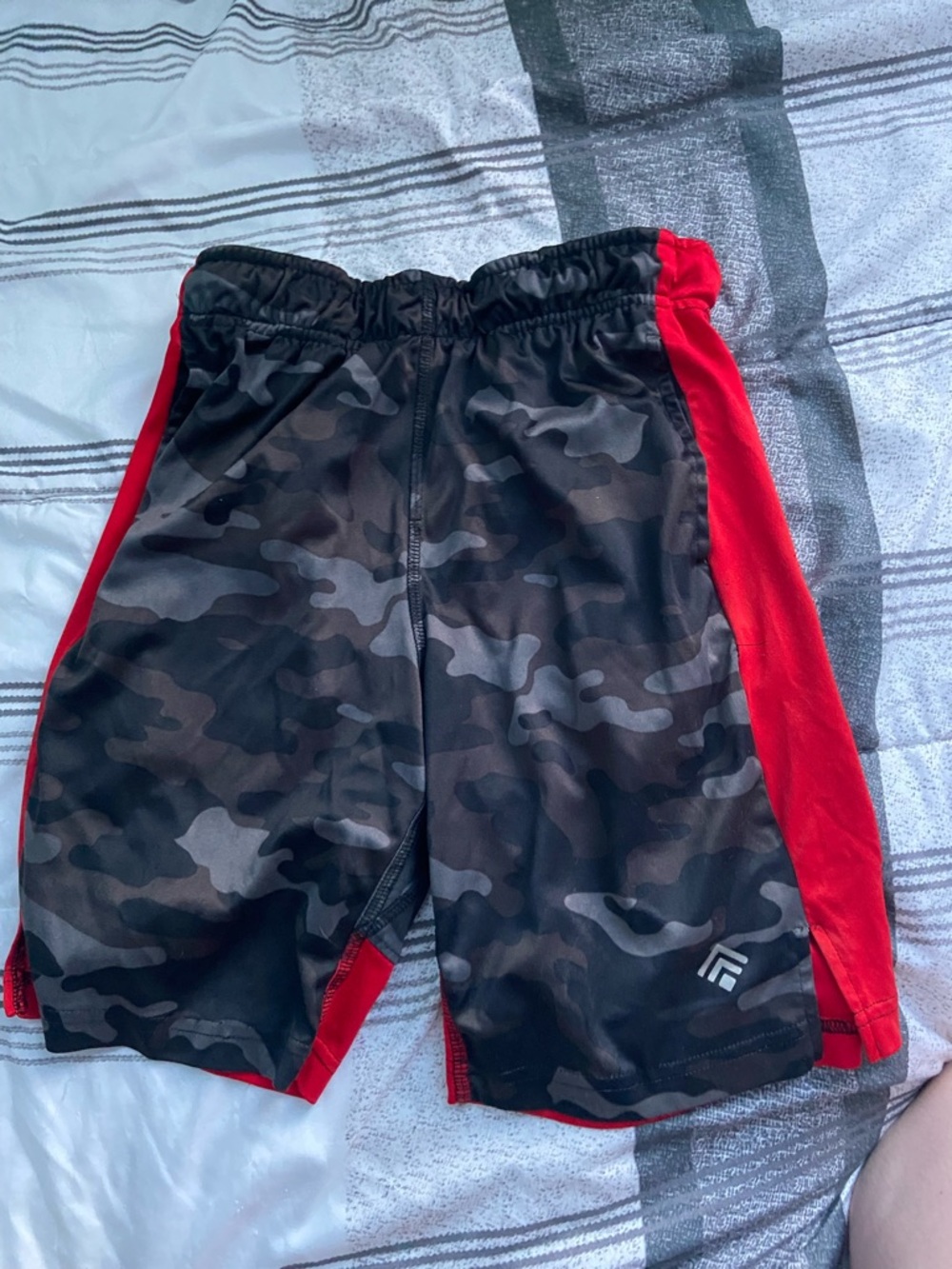 Urban kids Black & Gray Camo Shorts with Red Panels